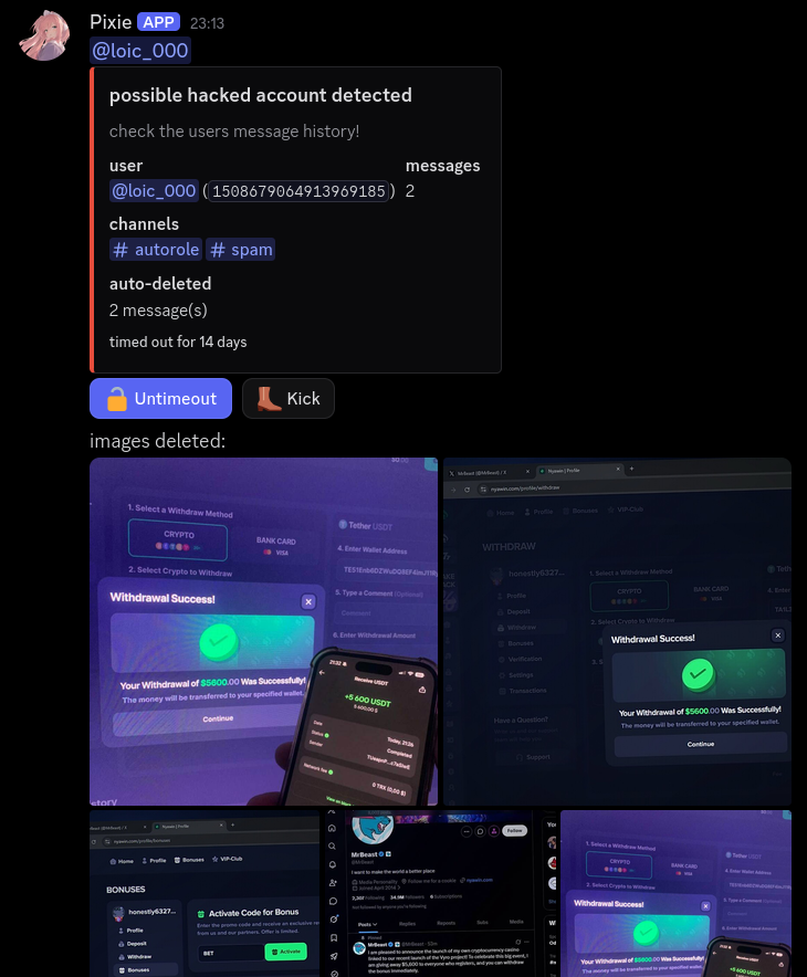 Pixie's Mr. Beast scam alert
